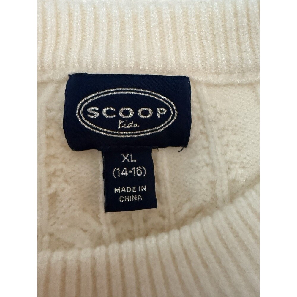 Scoop Kids Cable Knit Sweater Size XL Cream Soft Comfy - Picture 4 of 6